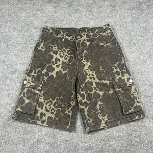 Manfinity Cargo Shorts Mens‎ XS Multi Leopard Print Cotton Hammer Loop Workwear
